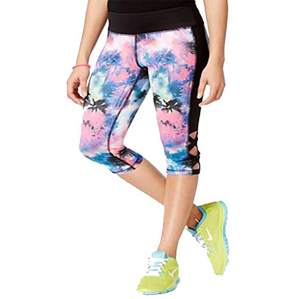 NEW MATERIAL GIRL women's plus printed capri athletic leggings in tropic galaxy